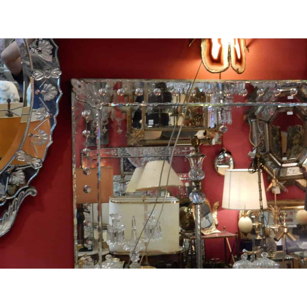1900′ Miroir Vénitien à Bulles 250 X 174 cm Cabochons Feuilles | Biron 1900′ Miroir Vénitien à Bulles 250 X 174 cm Cabochons Feuilles