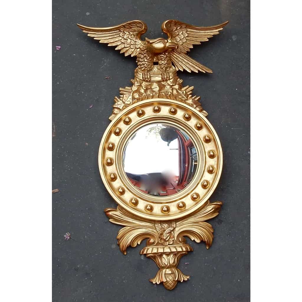1880/1900′ Miroir Convexe à l’Aigle, Bois Doré | Biron |||||||||