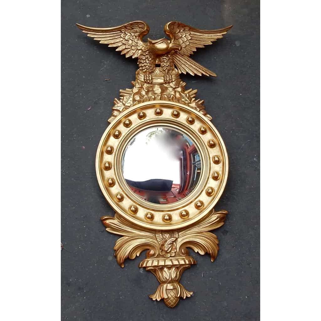 1880/1900′ Miroir Convexe à l’Aigle, Bois Doré | Biron 1880/1900′ Miroir Convexe à l’Aigle, Bois Doré