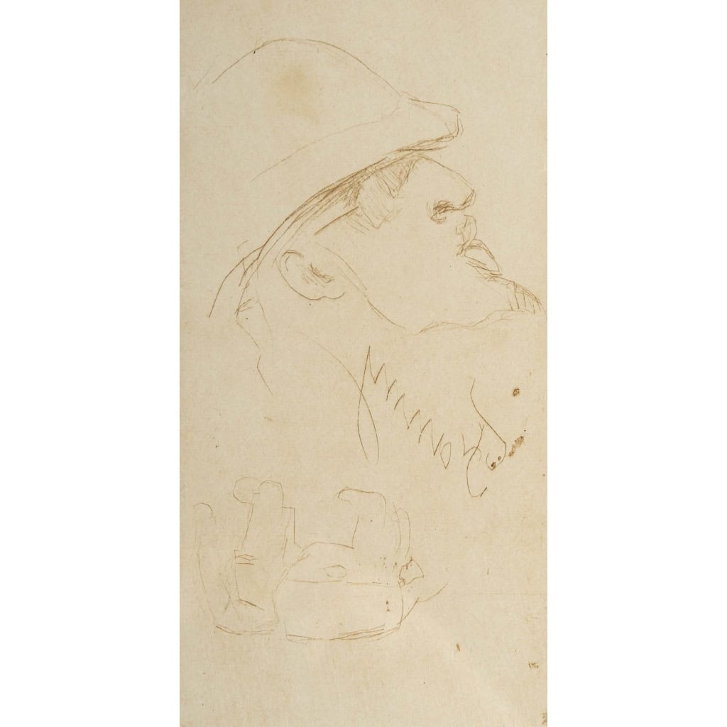 Henri De TOULOUSE-LAUTREC (1864-1901). Trois portraits réalisés à la pointe sèche. | Biron Henri De TOULOUSE-LAUTREC (1864-1901). Trois portraits réalisés à la pointe sèche.