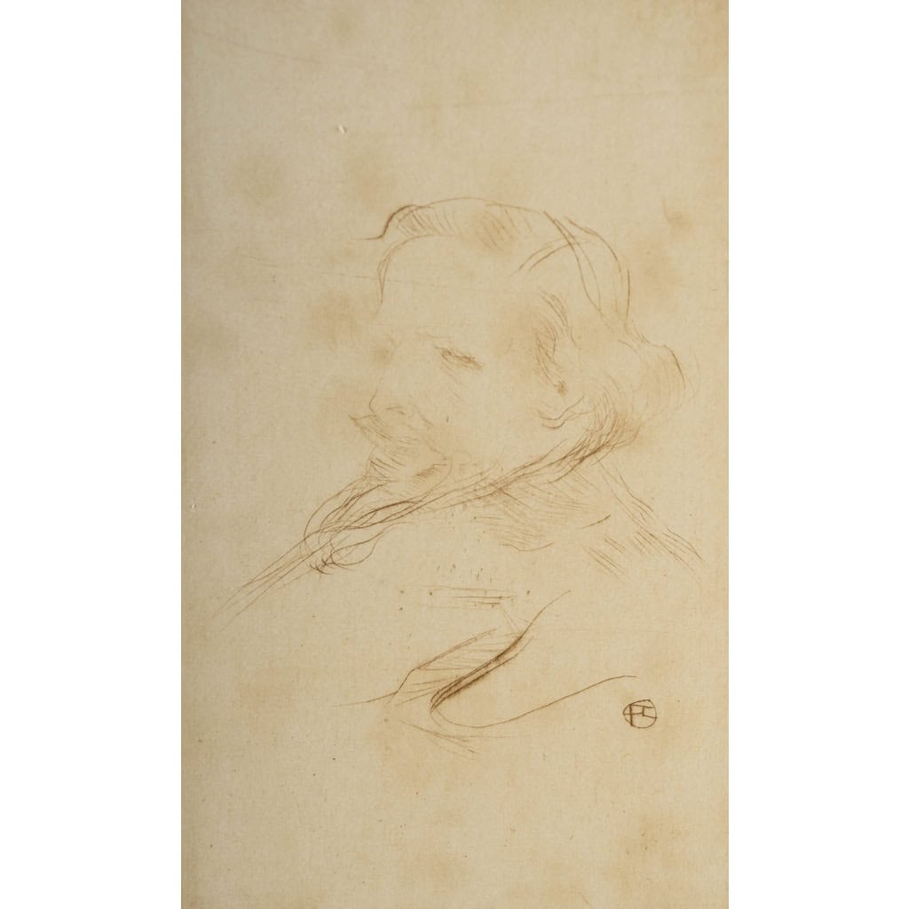 Henri De TOULOUSE-LAUTREC (1864-1901). Trois portraits réalisés à la pointe sèche. | Biron Henri De TOULOUSE-LAUTREC (1864-1901). Trois portraits réalisés à la pointe sèche.