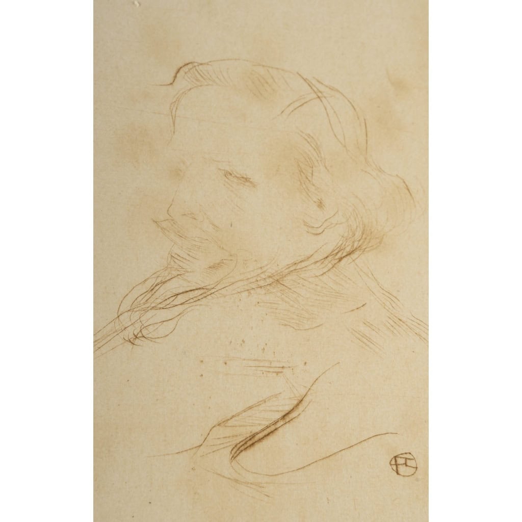 Henri De TOULOUSE-LAUTREC (1864-1901). Trois portraits réalisés à la pointe sèche. | Biron Henri De TOULOUSE-LAUTREC (1864-1901). Trois portraits réalisés à la pointe sèche.