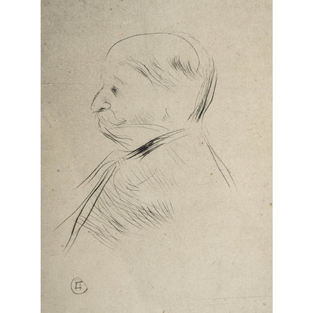 Henri De TOULOUSE-LAUTREC (1864-1901). Trois portraits réalisés à la pointe sèche. | Biron Henri De TOULOUSE-LAUTREC (1864-1901). Trois portraits réalisés à la pointe sèche.