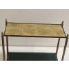 1950/70′ Bout De Canapé Rectangulaire Maison Bagués Laiton et Bronze Plateaux Feuilles d or Fixées Sous Verre et Avec Flammes Olympiques | Biron 1950/70′ Bout De Canapé Rectangulaire Maison Bagués Laiton et Bronze Plateaux Feuilles d or Fixées Sous Verre et Avec Flammes Olympiques