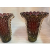1970′ Paire de Vases Ou Similaires Cristal Murano Violine et Or Signés Toso