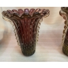 1970′ Paire de Vases Ou Similaires Cristal Murano Violine et Or Signés Toso