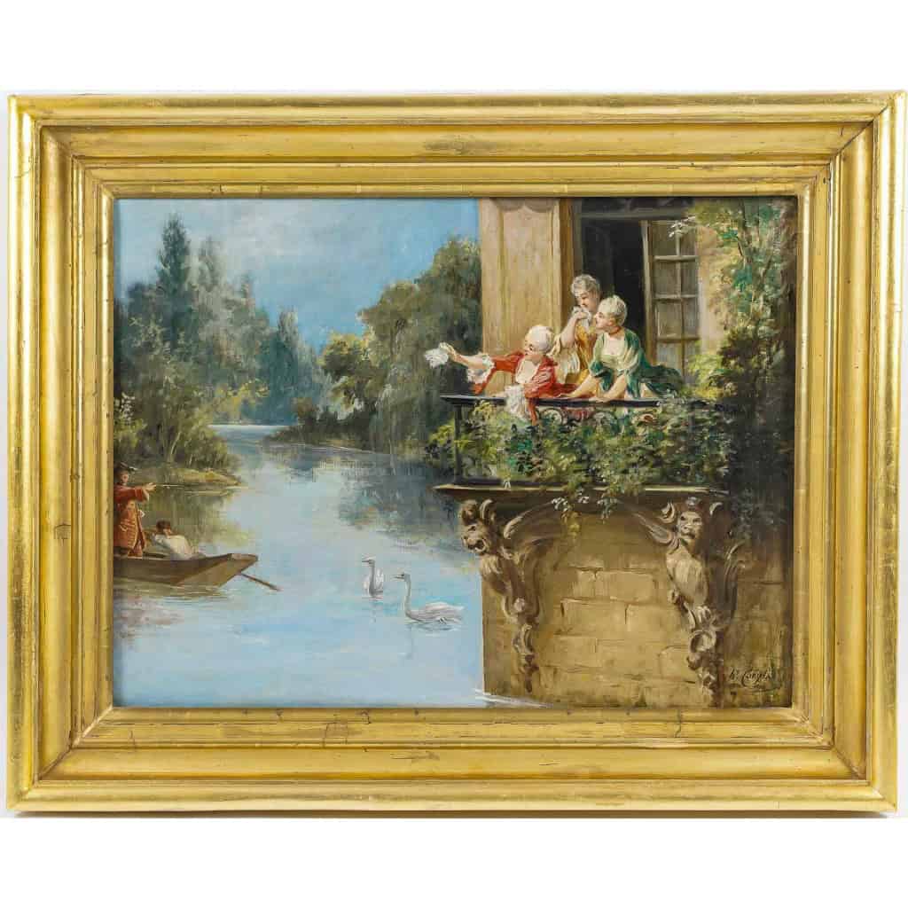 Henry Coëylas (1844-1923) Galanterie champêtre huile sur toile vers 1880-1890 | Biron MLD Antiquités|MLD Antiquités|MLD Antiquités|MLD Antiquités|MLD Antiquités|MLD Antiquités|MLD Antiquités|MLD Antiquités|MLD Antiquités|MLD Antiquités||