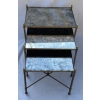 1970′ Série De 3 Tables Gigognes Maison Baguès En Bronze Doré, 3 Plateaux Verre Oxydé Vieilli 12