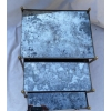 1970′ Série De 3 Tables Gigognes Maison Baguès En Bronze Doré, 3 Plateaux Verre Oxydé Vieilli 15