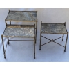 1970′ Série De 3 Tables Gigognes Maison Baguès En Bronze Doré, 3 Plateaux Verre Oxydé Vieilli 16