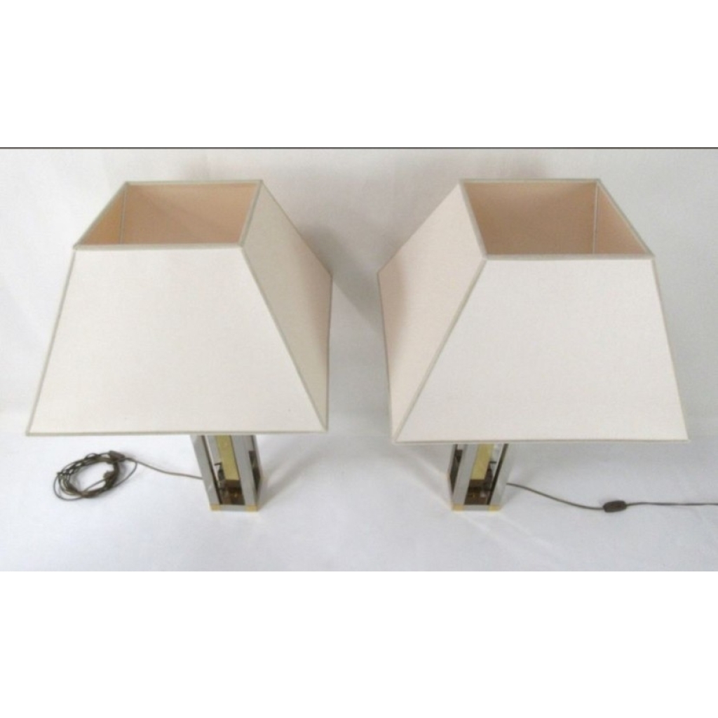 Paire de lampes des années 70 dans le goût de Willy RIZZO | Biron Paire de lampes des années 70 dans le goût de Willy RIZZO