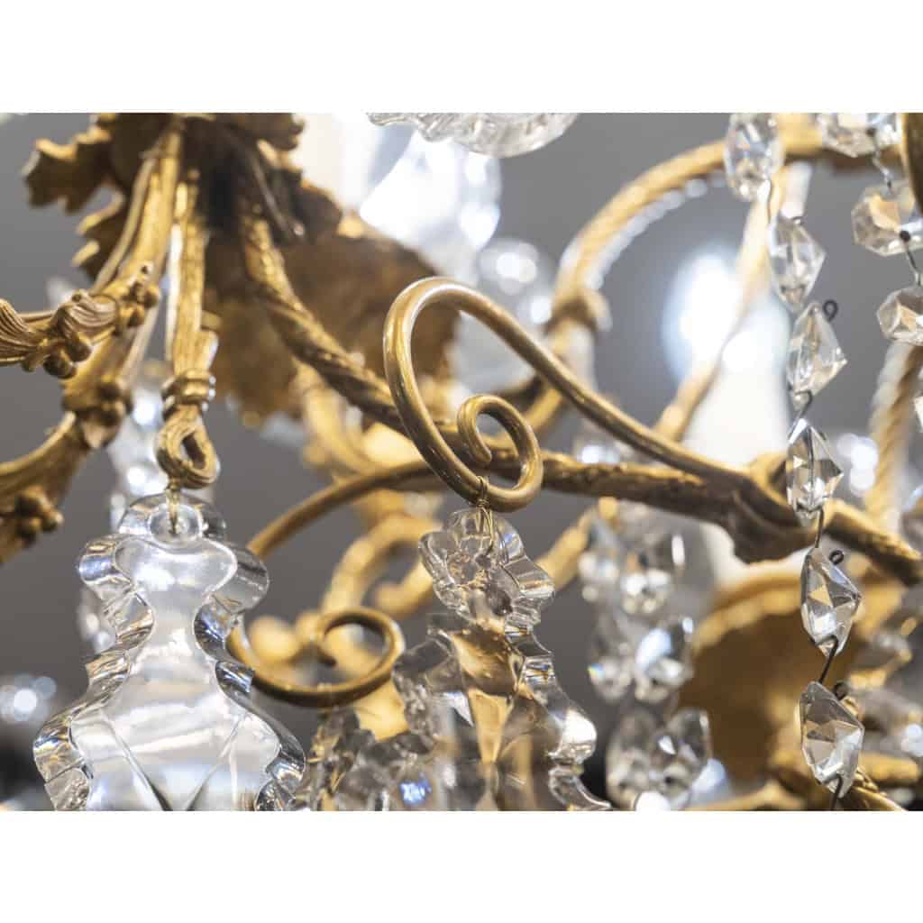 Lustre en bronze doré et cristaux