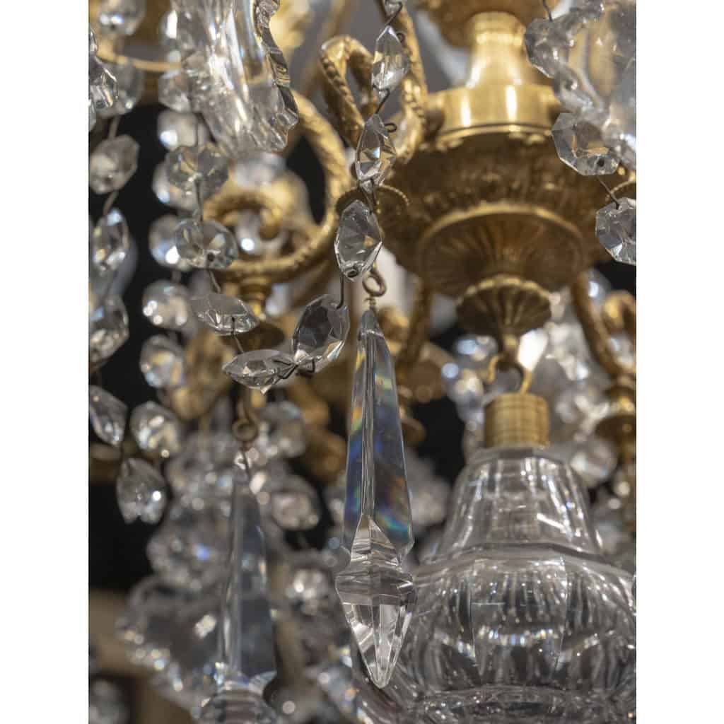 Lustre en bronze doré et cristaux