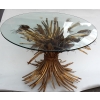 1970′ Guéridon Ou Table Basse Gerbe De Blé Style YSL Métal Doré | Biron ||||||||