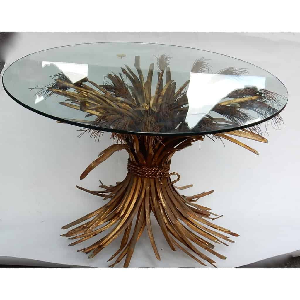 1970′ Guéridon Ou Table Basse Gerbe De Blé Style YSL Métal Doré | Biron 1970′ Guéridon Ou Table Basse Gerbe De Blé Style YSL Métal Doré
