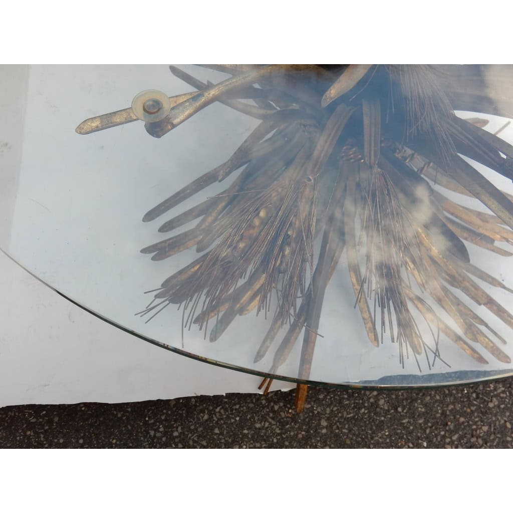 1970′ Guéridon Ou Table Basse Gerbe De Blé Style YSL Métal Doré | Biron 1970′ Guéridon Ou Table Basse Gerbe De Blé Style YSL Métal Doré