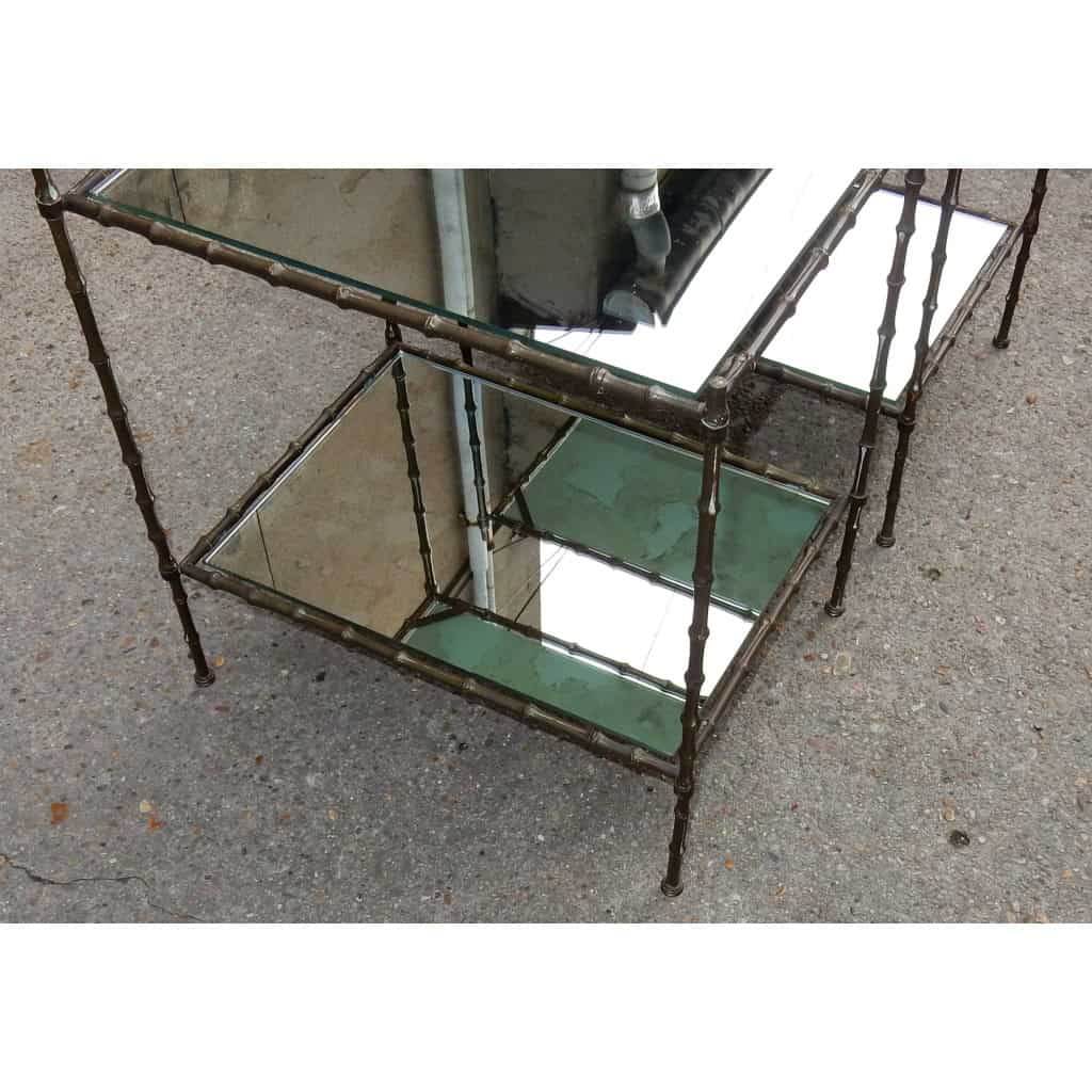 1950/70′ Paire de Bouts de Canapé en Bronze Maison Baguès Décor Bambou | Biron 1950/70′ Paire de Bouts de Canapé en Bronze Maison Baguès Décor Bambou