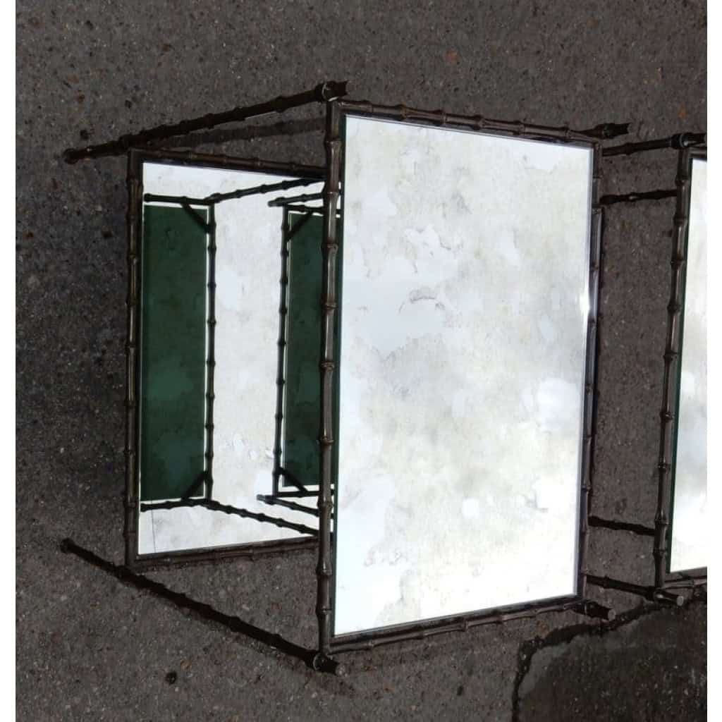 1950/70′ Paire de Bouts de Canapé en Bronze Maison Baguès Décor Bambou | Biron 1950/70′ Paire de Bouts de Canapé en Bronze Maison Baguès Décor Bambou
