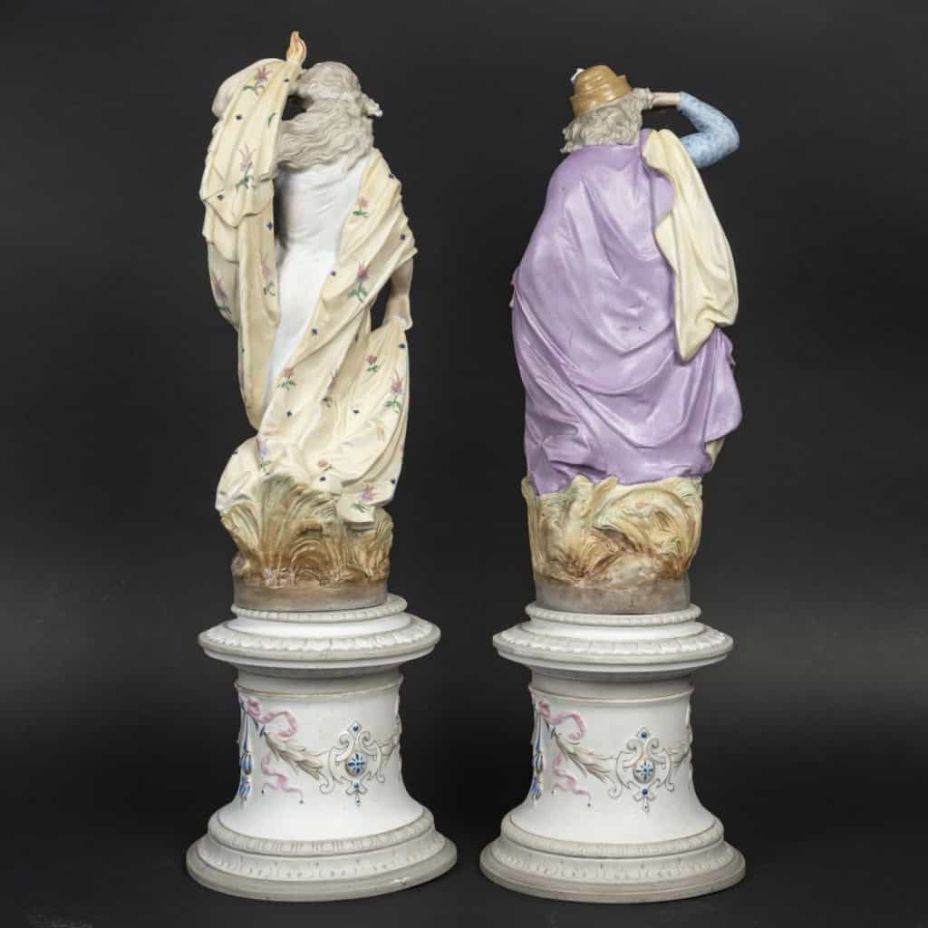 Couple en biscuit polychromes » Limoges 1860″ probablement par Thabard | Biron Couple en biscuit polychromes " Limoges 1860" probablement par Thabard