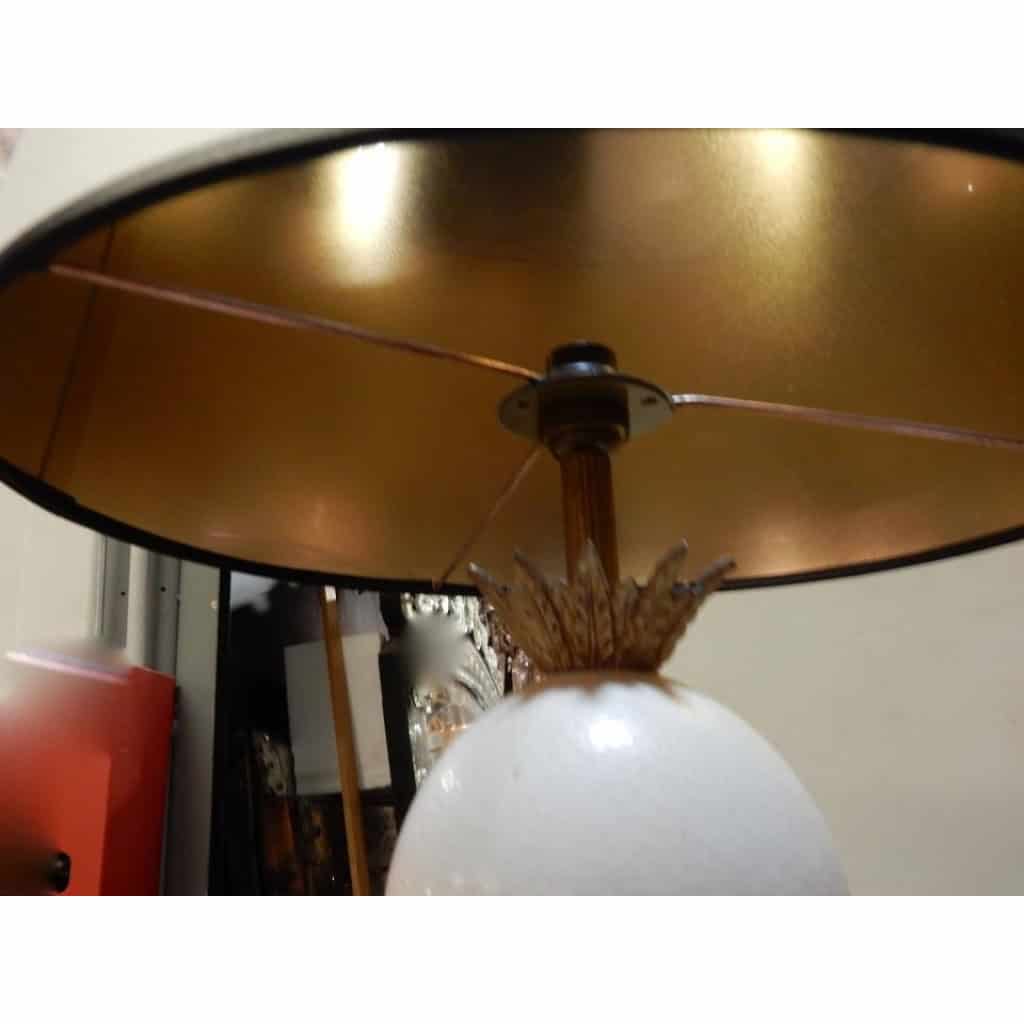 1950/70′ Paire de Lampes en Marbre Noir et Œuf d’Autruche Maison Jansen