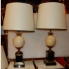 1950/70′ Paire de Lampes en Marbre Noir et Œuf d’Autruche Maison Jansen