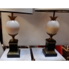 1950/70′ Paire de Lampes en Marbre Noir et Œuf d’Autruche Maison Jansen