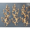 1970′ 2 Paires d’Appliques Fer Doré Fleurs et Feuillage à 8 Ampoules