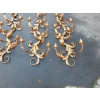 1970′ 2 Paires d’Appliques Fer Doré Fleurs et Feuillage à 8 Ampoules