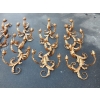 1970′ 2 Paires d’Appliques Fer Doré Fleurs et Feuillage à 8 Ampoules