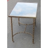 1970′ Table Basse à Roulettes Maison Baguès Décor Bambou en Laiton et Opaline