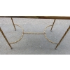 1970′ Table Basse à Roulettes Maison Baguès Décor Bambou en Laiton et Opaline