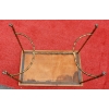 1970′ Table Basse à Roulettes Maison Baguès Décor Bambou en Laiton et Opaline
