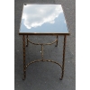 1970′ Table Basse à Roulettes Maison Baguès Décor Bambou en Laiton et Opaline