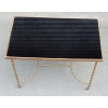 1970′ Table Basse à Roulettes Maison Baguès Décor Bambou en Laiton et Opaline