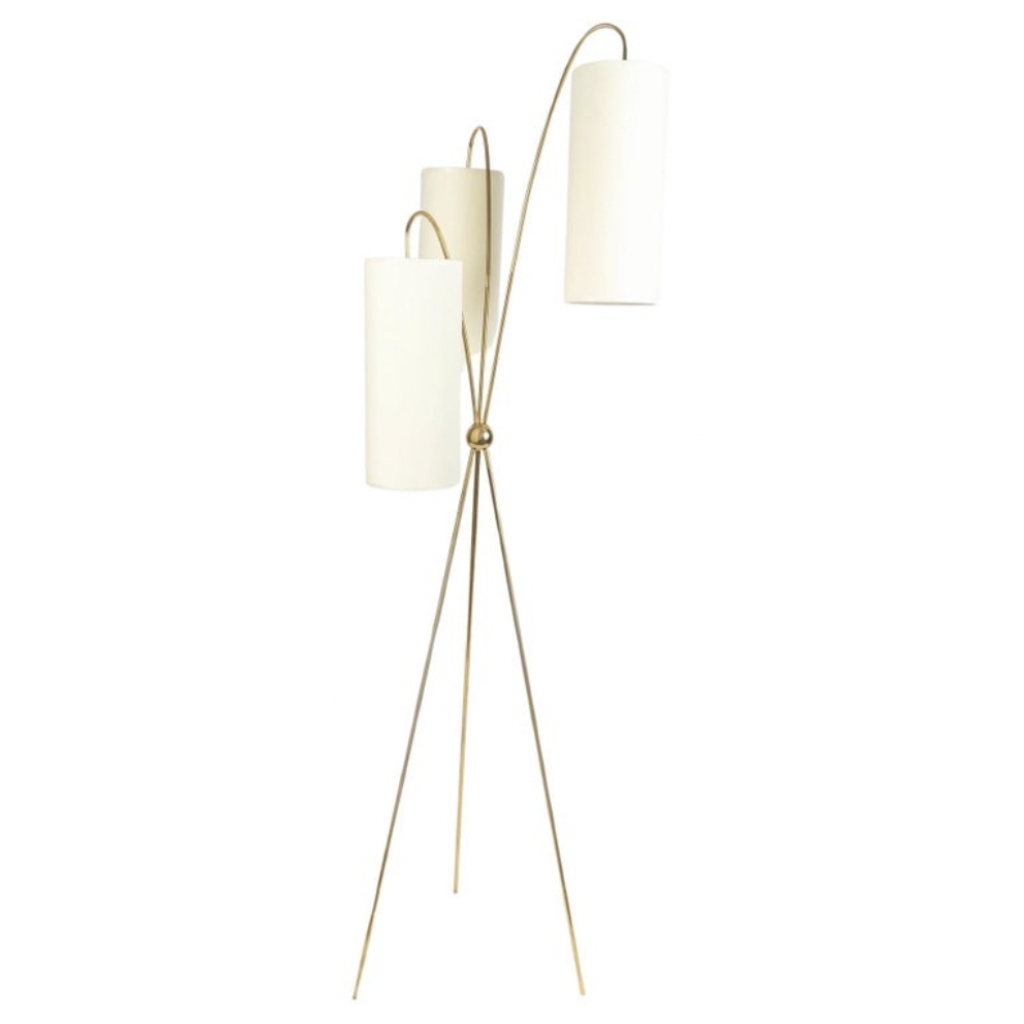 1960 Lampadaire tripode en laiton doré, modèle « lampion » Maison Lunel | Biron 1960 Lampadaire tripode en laiton doré, modèle "lampion" Maison Lunel