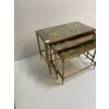 1950′ Série De 3 Tables Gigognes Avec Peintures Guerriers Mongols Maison Baguès En Bronze Doré, 3 Plateaux | Biron 1950′ Série De 3 Tables Gigognes Avec Peintures Guerriers Mongols Maison Baguès En Bronze Doré, 3 Plateaux