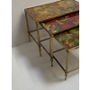1950′ Série De 3 Tables Gigognes Avec Peintures Guerriers Mongols Maison Baguès En Bronze Doré, 3 Plateaux | Biron 1950′ Série De 3 Tables Gigognes Avec Peintures Guerriers Mongols Maison Baguès En Bronze Doré, 3 Plateaux
