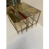 1950′ Série De 3 Tables Gigognes Avec Peintures Guerriers Mongols Maison Baguès En Bronze Doré, 3 Plateaux | Biron 1950′ Série De 3 Tables Gigognes Avec Peintures Guerriers Mongols Maison Baguès En Bronze Doré, 3 Plateaux