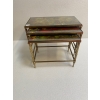 1950′ Série De 3 Tables Gigognes Avec Peintures Guerriers Mongols Maison Baguès En Bronze Doré, 3 Plateaux | Biron 1950′ Série De 3 Tables Gigognes Avec Peintures Guerriers Mongols Maison Baguès En Bronze Doré, 3 Plateaux