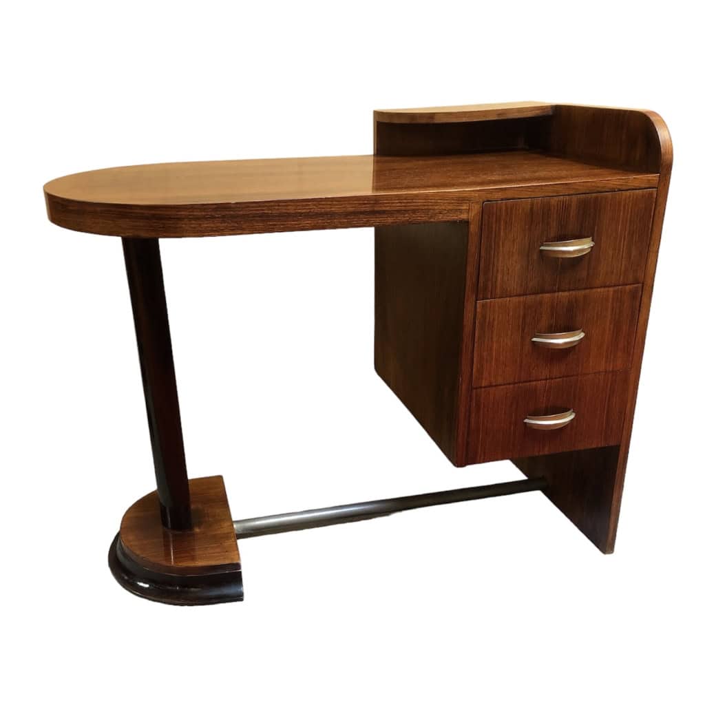 Bureau Art Déco en placage de palissandre à caisson suspendu ouvrant par trois tiroirs Travail des années 40 | Biron Bureau Art Déco en placage de palissandre à caisson suspendu ouvrant par trois tiroirs Travail des années 40
