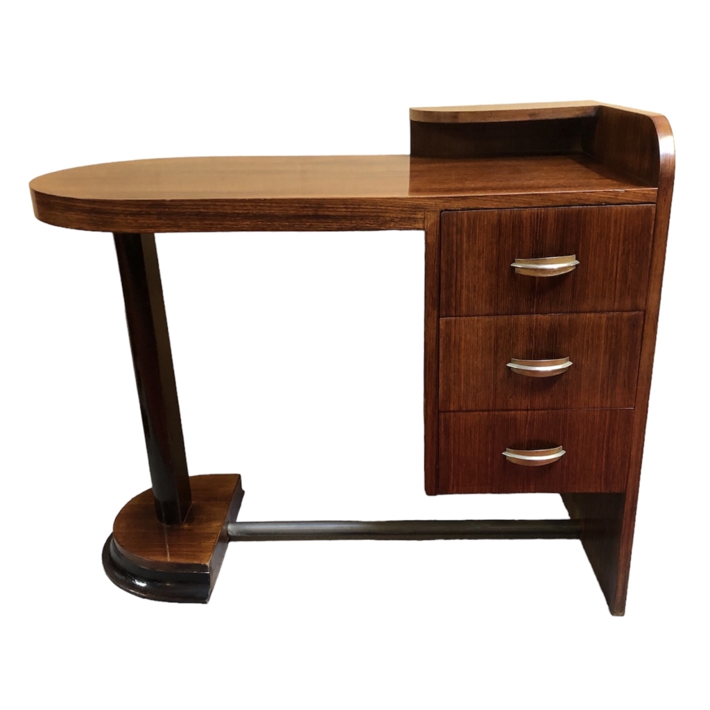 Bureau Art Déco en placage de palissandre à caisson suspendu ouvrant par trois tiroirs Travail des années 40 | Biron Bureau Art Déco en placage de palissandre à caisson suspendu ouvrant par trois tiroirs Travail des années 40