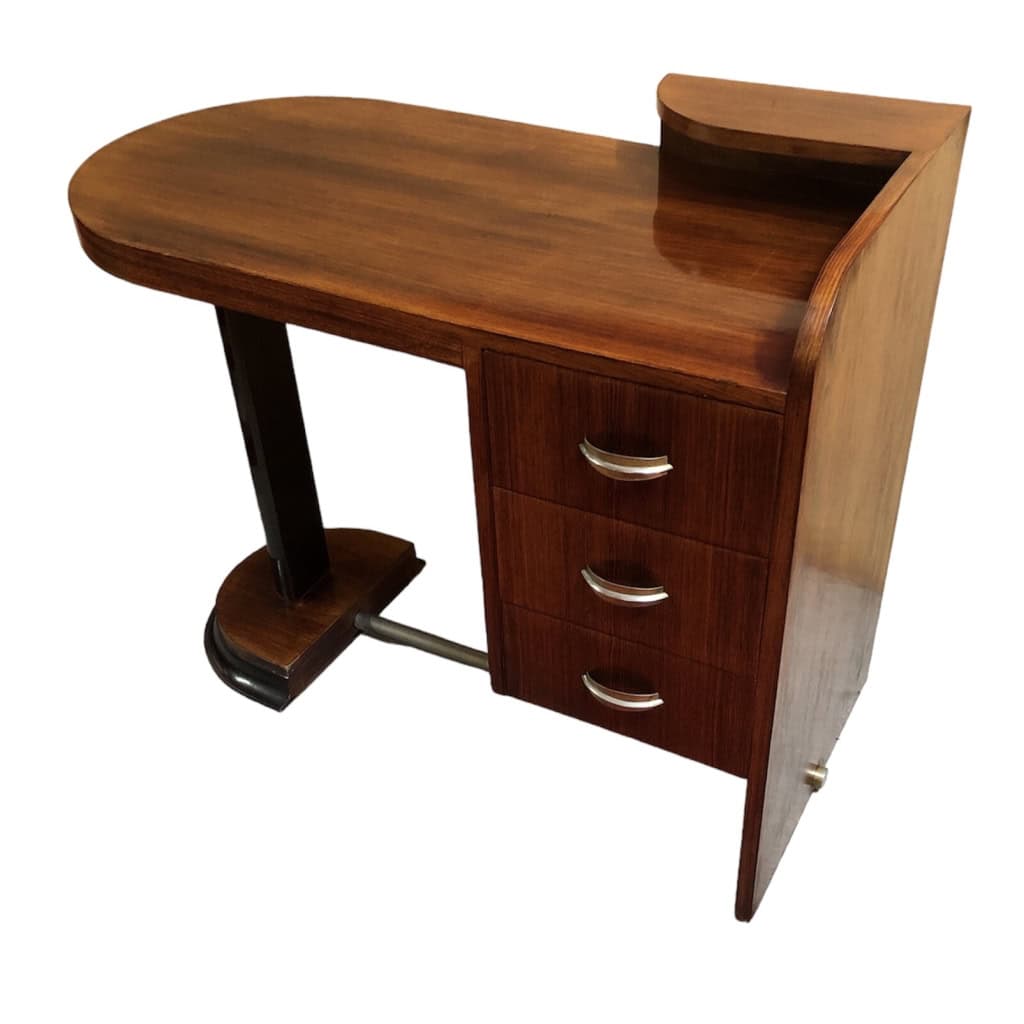 Bureau Art Déco en placage de palissandre à caisson suspendu ouvrant par trois tiroirs Travail des années 40 | Biron Bureau Art Déco en placage de palissandre à caisson suspendu ouvrant par trois tiroirs Travail des années 40