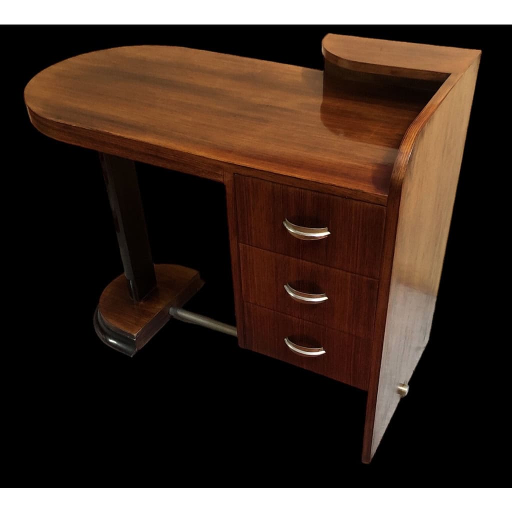 Bureau Art Déco en placage de palissandre à caisson suspendu ouvrant par trois tiroirs Travail des années 40 | Biron Bureau Art Déco en placage de palissandre à caisson suspendu ouvrant par trois tiroirs Travail des années 40