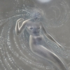 Coupe "Trépied Sirène" verre opalescent patiné bleu de René LALIQUE