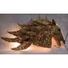 1990′ Applique Éclairante Tête De Cheval en Bronze Doré et Gypse Style Duval Brasseur | Biron |||||||||