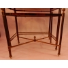 1970′ Série De 3 Tables Gigognes Maison Baguès En Bronze Doré, 3 Plateaux Bakélite Façon Ambré