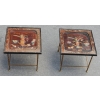 1950/70′ Paire de Bouts de Canapés Bronze Décor Bambou, Plateau Laque de Chine Style Maison Baguès | Biron |||||||
