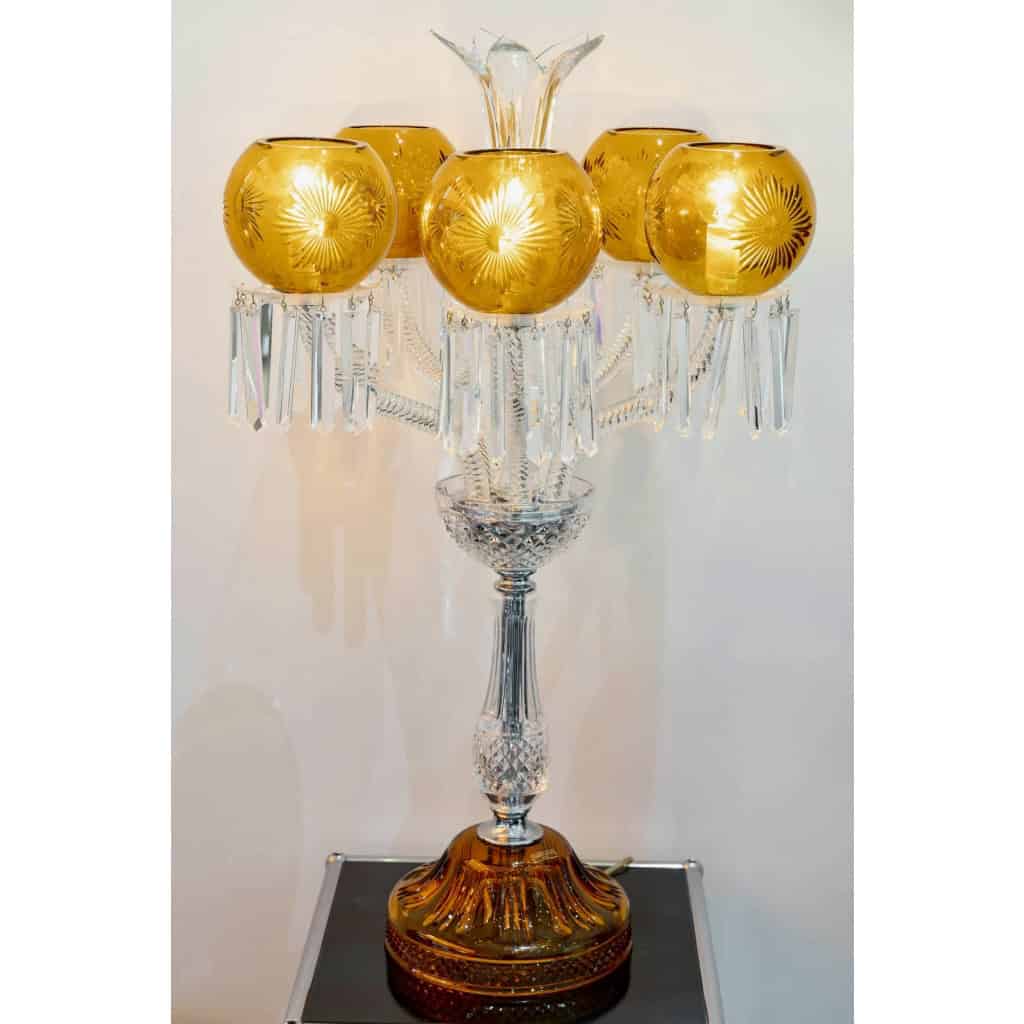 Candélabre cinq lumières « Maharadja » cristal blanc et ambre de SAINT LOUIS | Biron |||||||