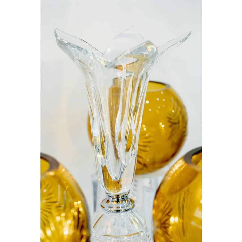 Candélabre cinq lumières « Maharadja » cristal blanc et ambre de SAINT LOUIS | Biron Candélabre cinq lumières "Maharadja" cristal blanc et ambre de SAINT LOUIS