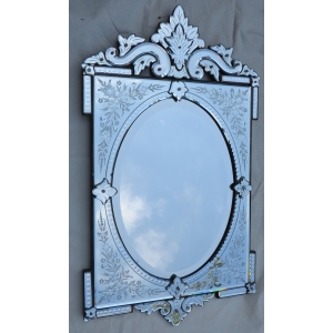 1900′ Miroir Vénitien à Cartouches, Ovale Biseauté | Biron ||||||||